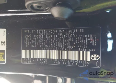 2025 Toyota Corolla Le from USA, damaged, VIN 5YFB4MDE0SP334807